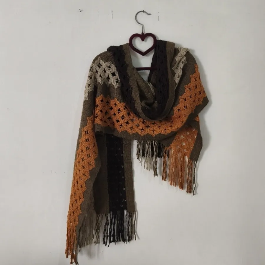 شال گرم بافت رنگارنگ