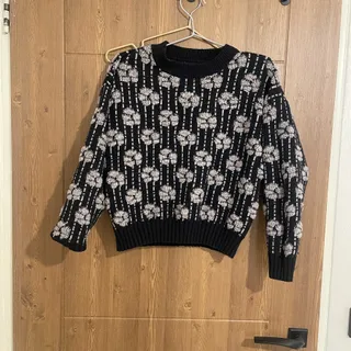 پلیور گرم کراپ گل بابونه