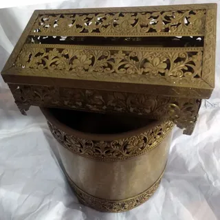 سطل و جا دستمال برنزی
