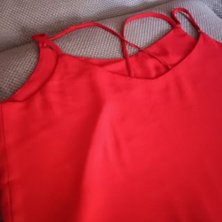 تاپ قرمز حریر با آستر