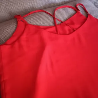 تاپ قرمز حریر با آستر