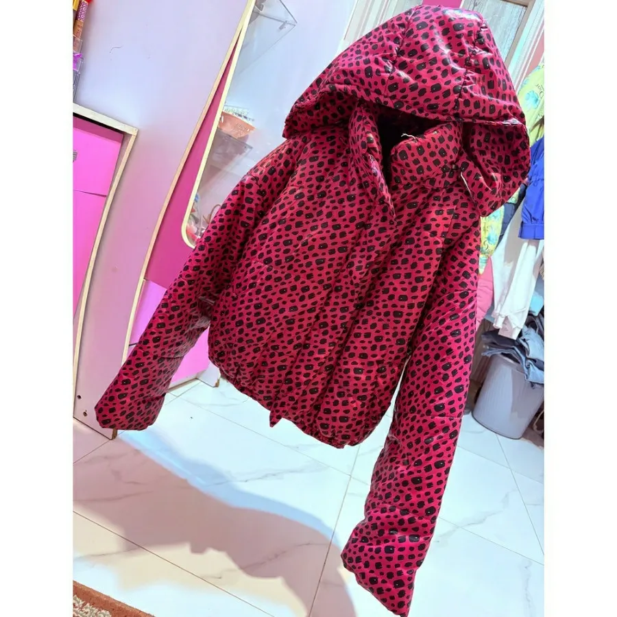 کاپشن پفکی پلنگی سرخابی