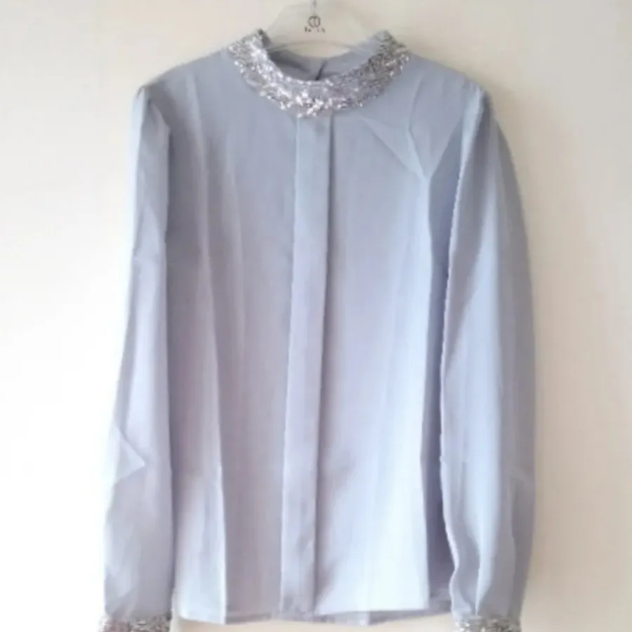 شومیز کرپ حربر یقه پولک