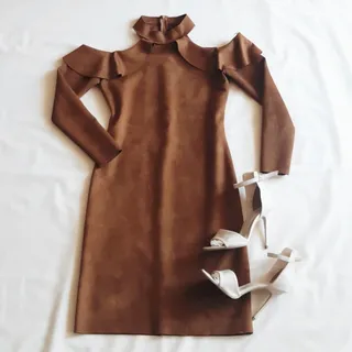 پیراهن جیر قهوه ای