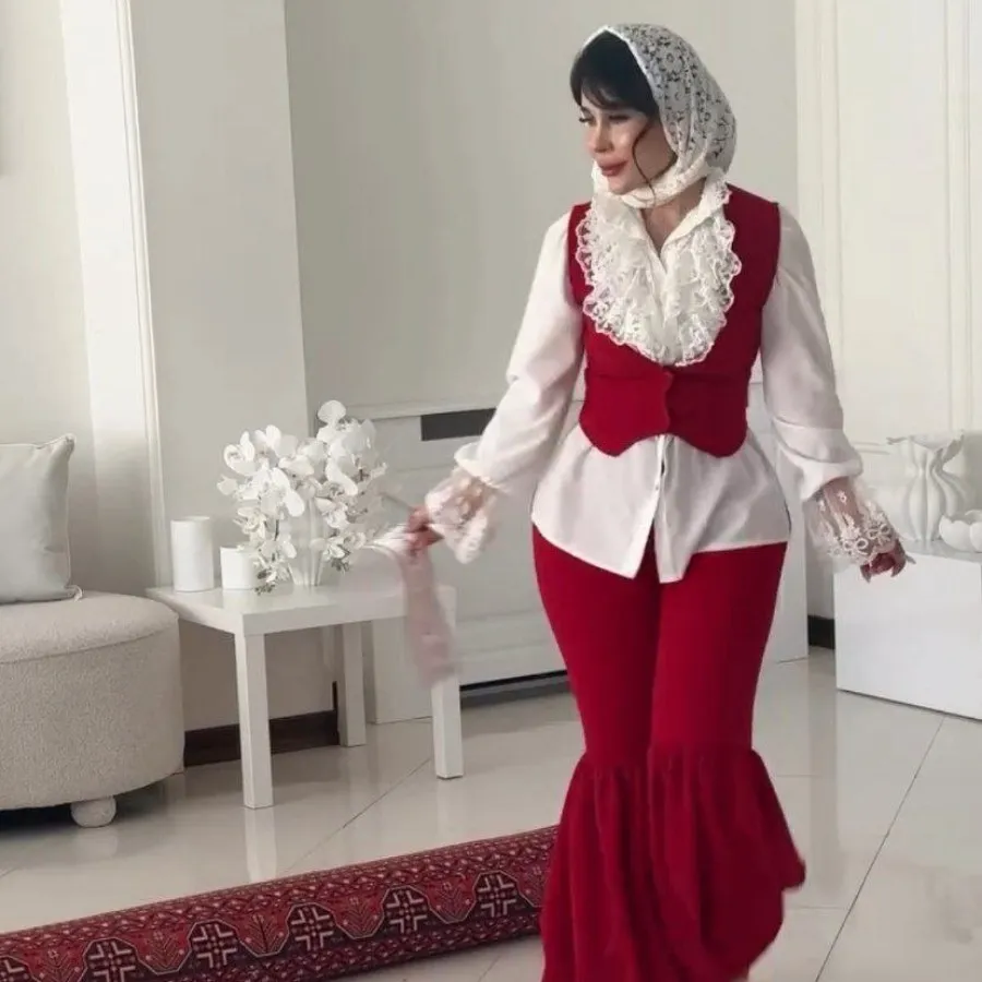 شومیز شلوار جلیقه روسری