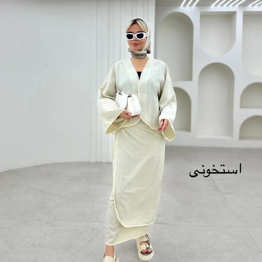 ست دوتکه کت دامن لنگ دار