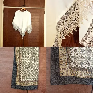 روسری کرپ گیپور و نخی