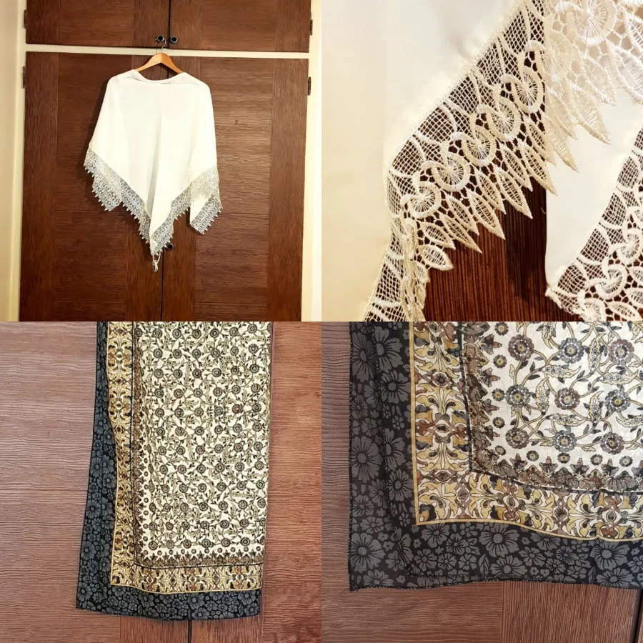 روسری کرپ گیپور و نخی