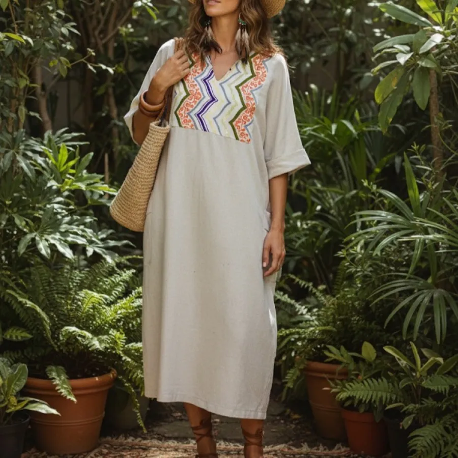 پیراهن کفتان لینن کنفی