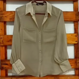 شومیز حریر خاکی رنگ