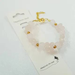 دستبند مهره صورتی استیل