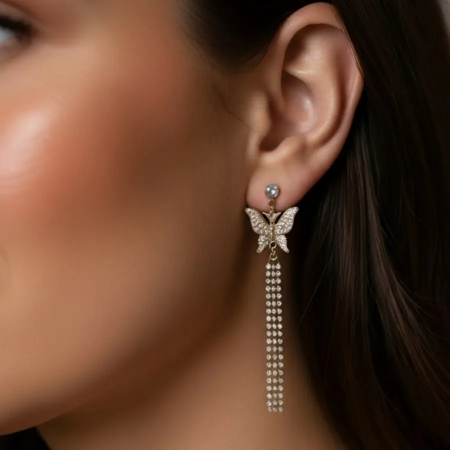 گوشواره پروانه ای نگینی