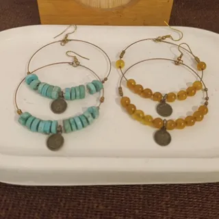 گوشواره حلقه ای سنگ معدنی