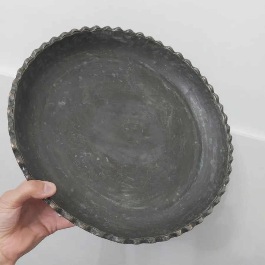 سینی مسی عتیقه لبه کنگره