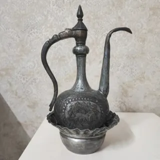 افتابه لگن مسی قدیمی قلم