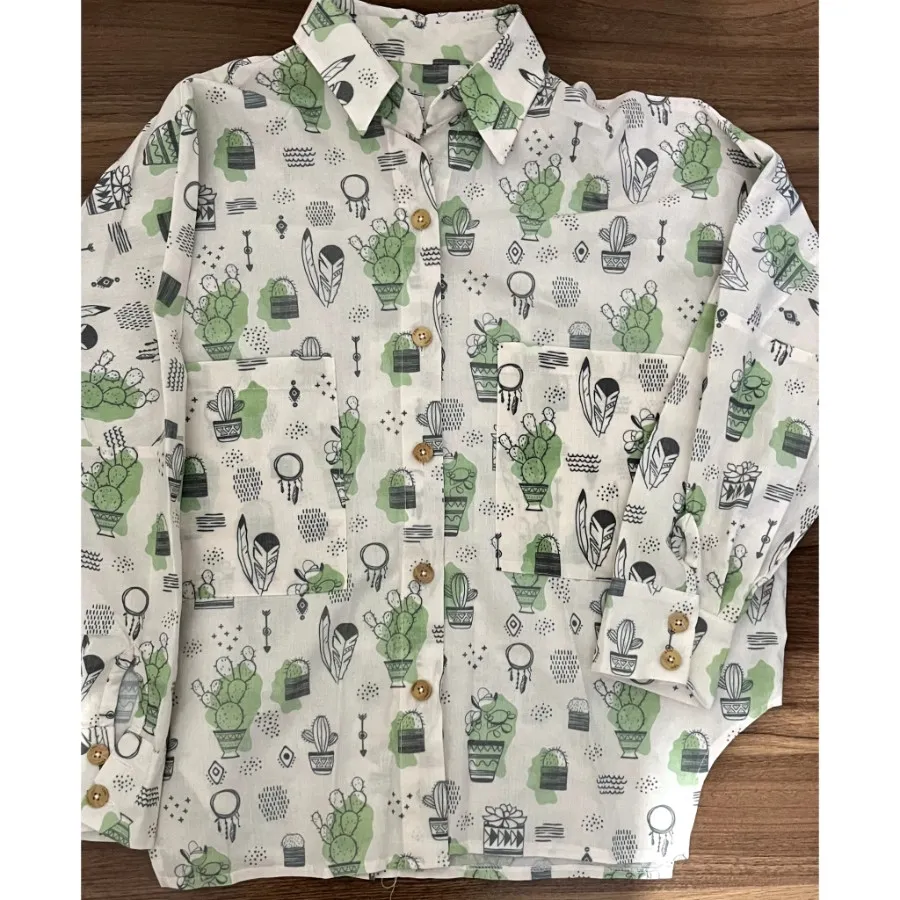 شومیز نخی طرح کاکتوس