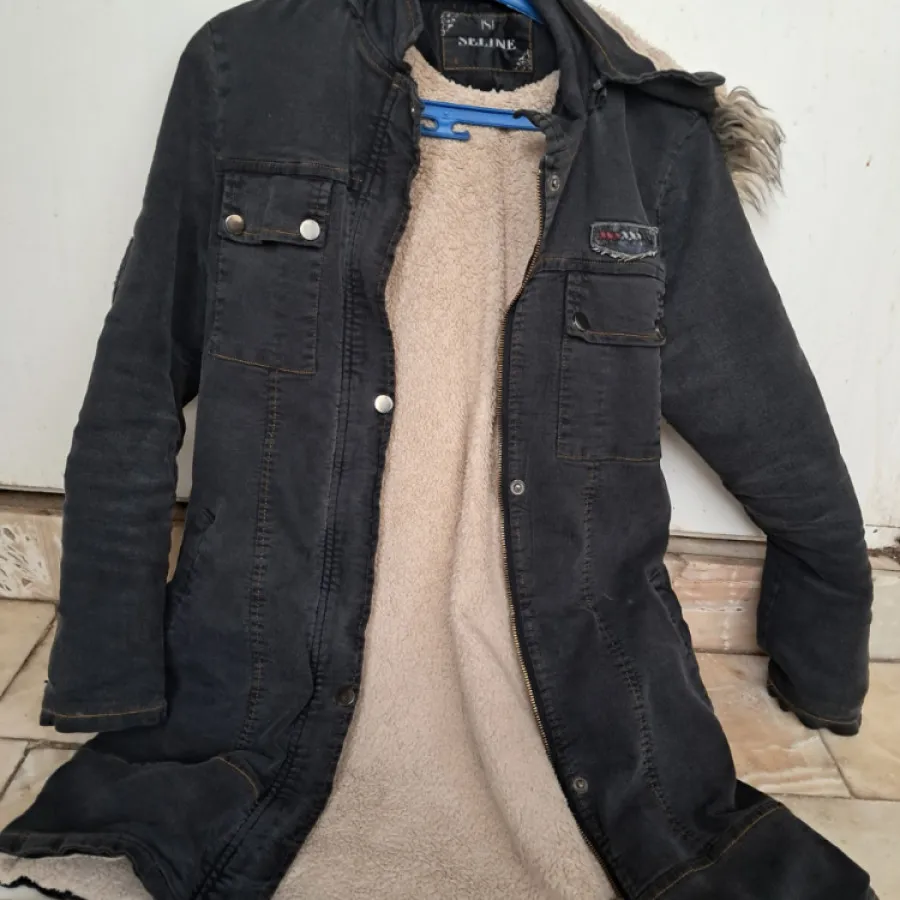 پالتو جین داخل خز کلاهدار