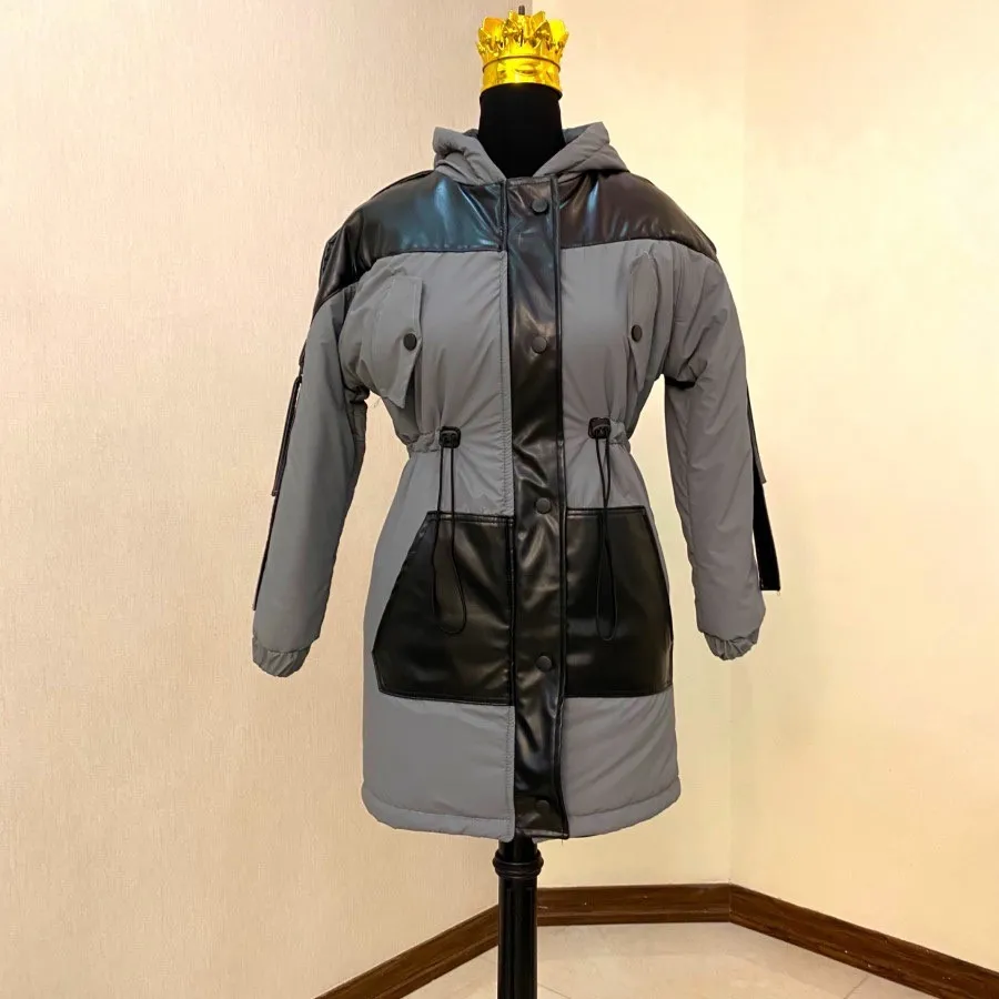 کاپشن طوسی ترکیبی باچرم