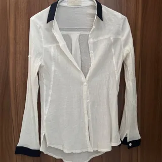 شومیز S سفید سرمه ای