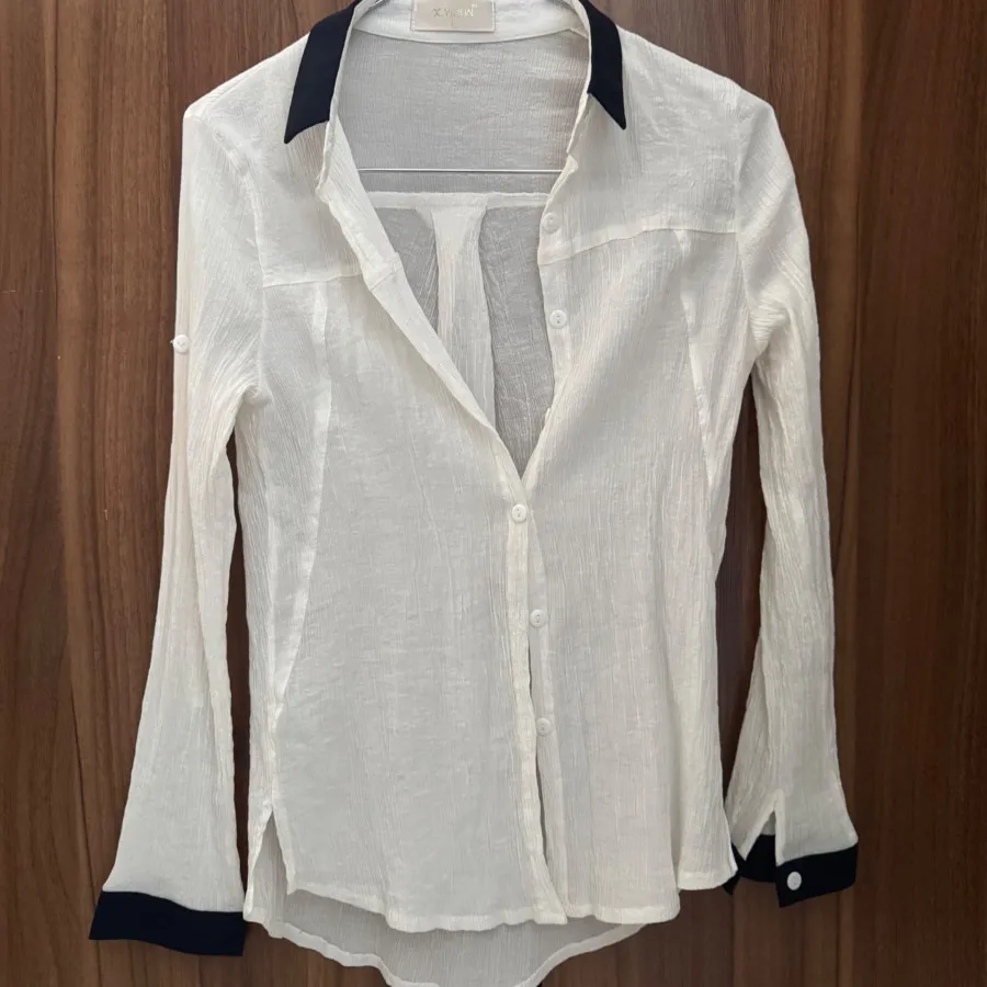 شومیز S سفید سرمه ای