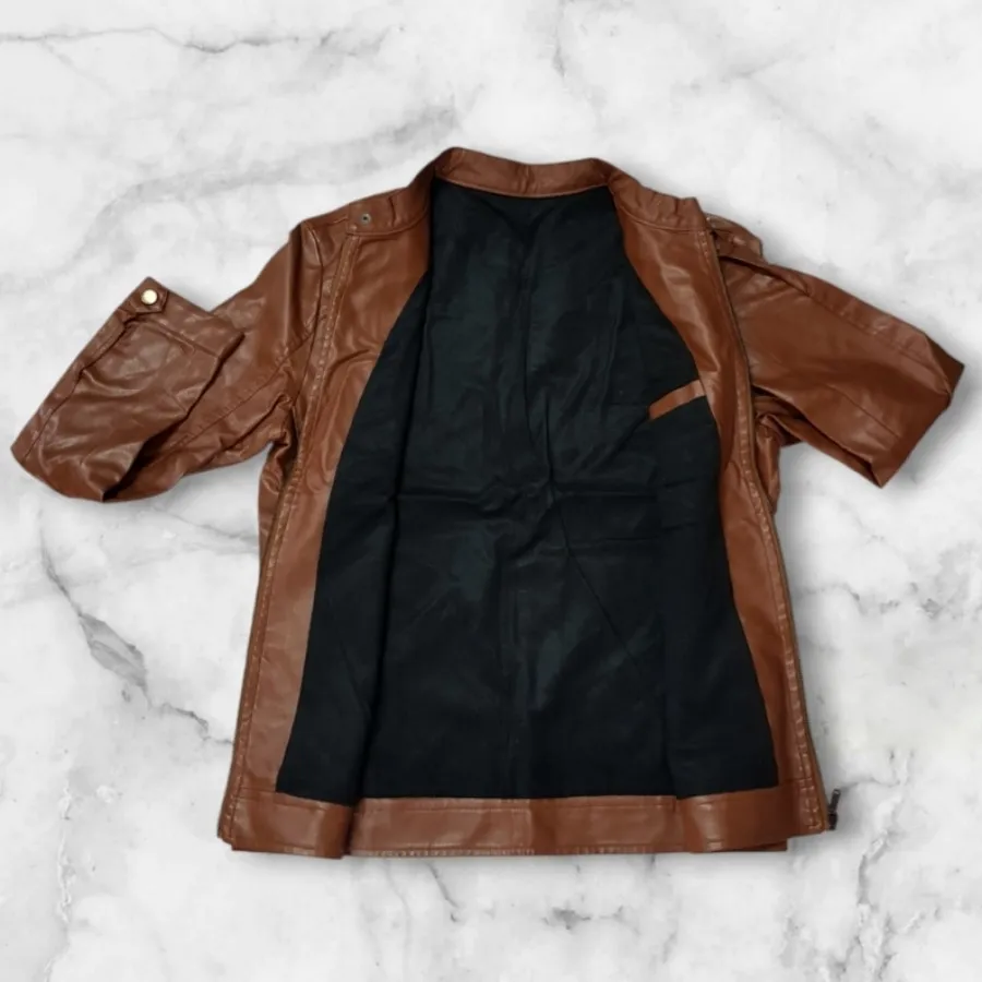 کاپشن چرم عسلی لارج