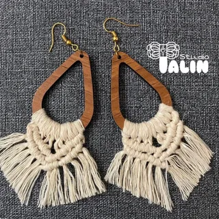 گوشواره مکرومه چوب