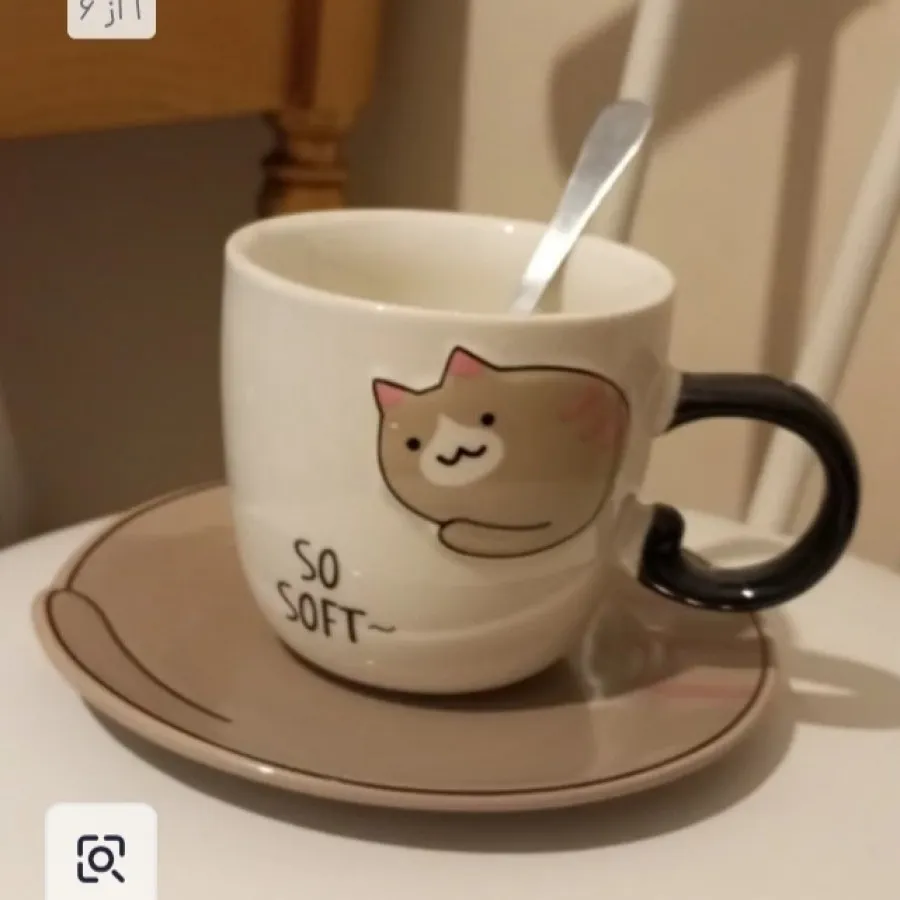 فنجان و نعلبکی طرح گربه