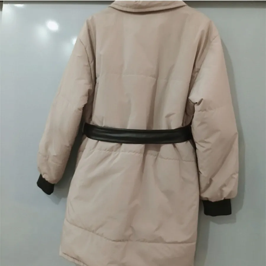 کاپشن طوسی کمربند چرم