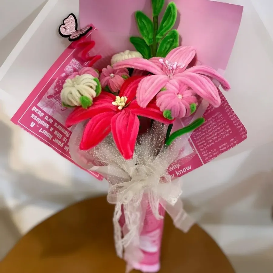 دسته گل مخملی صورتی