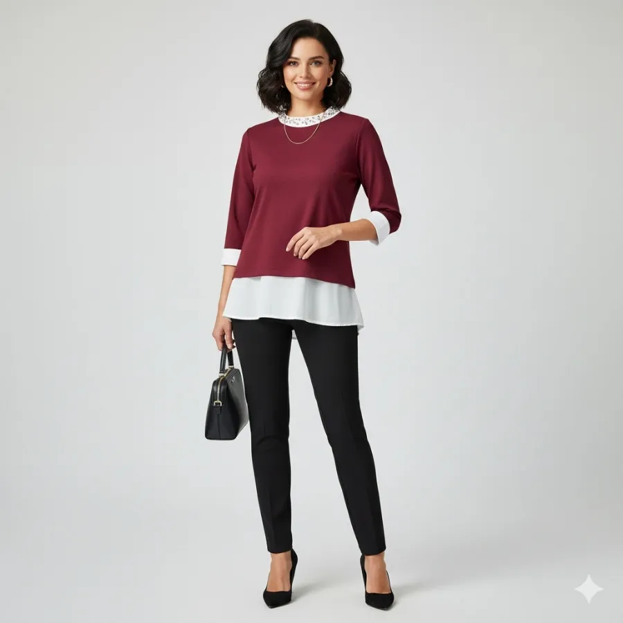 بلوز یقه مرواریدی