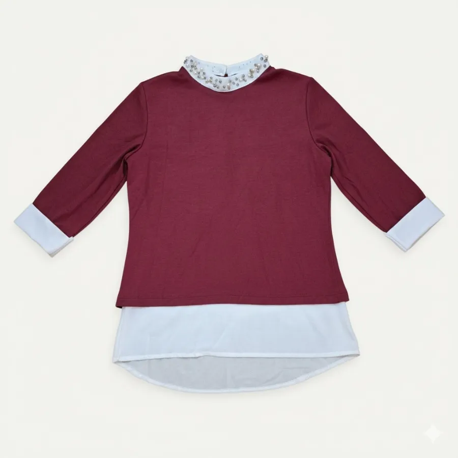 بلوز یقه مرواریدی