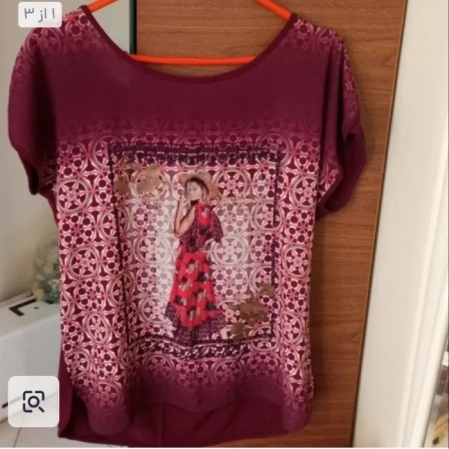 شومیز زرشکی طرح دختر