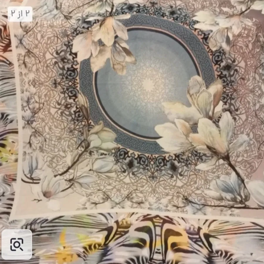 روسری ساتن گل سفید