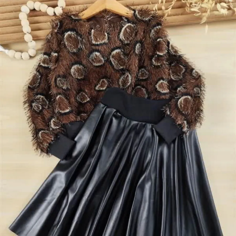 شومیز کراپ دامن چرم