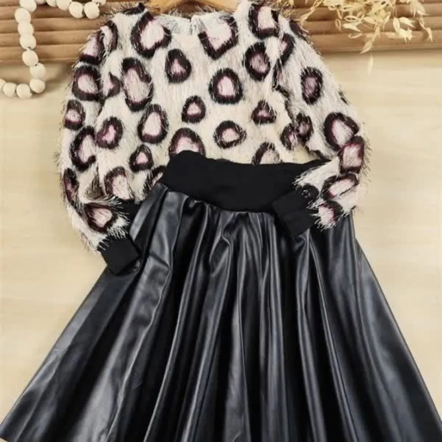 شومیز کراپ دامن چرم