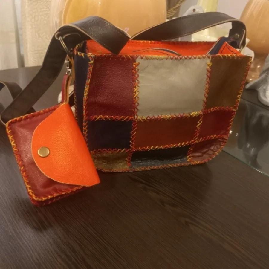 کیف چرم چهل تکه دست دوز