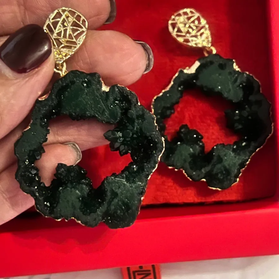 گوشواره سنگی سبز زمردی