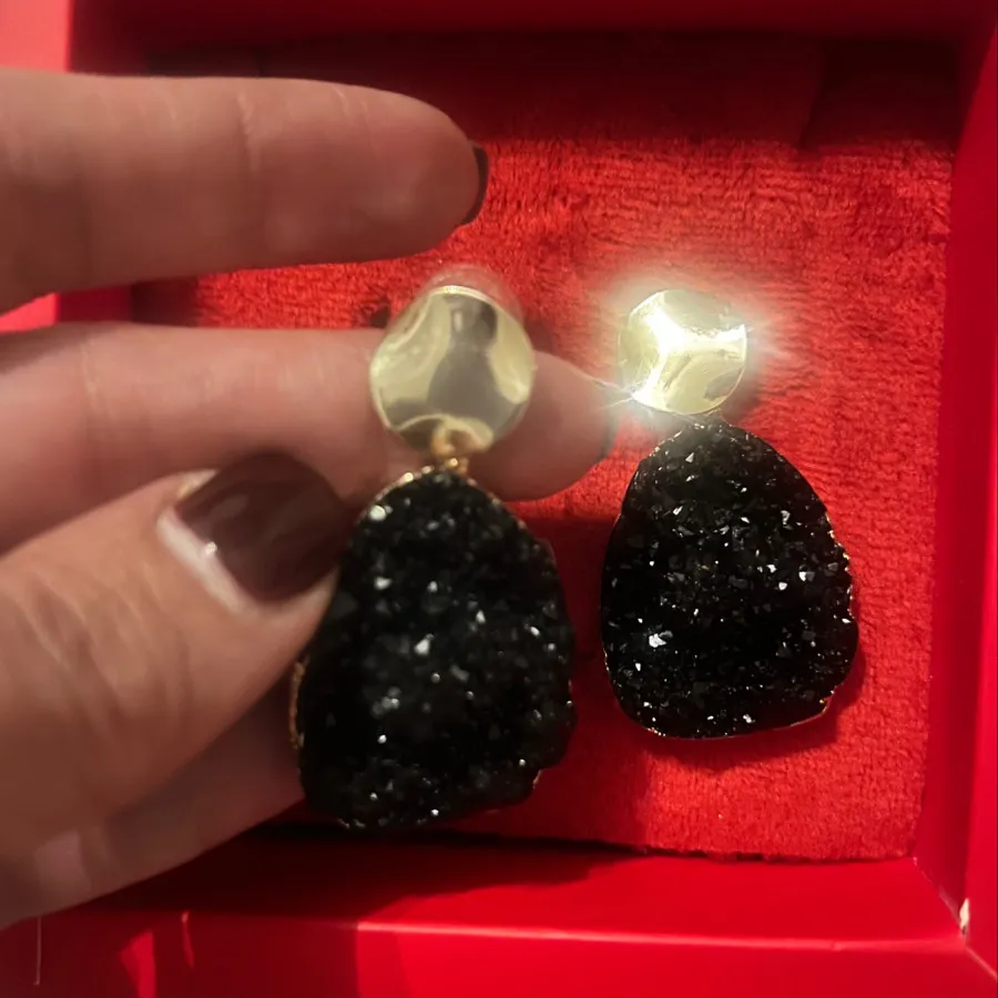 گوشواره سنگی مشکی براق