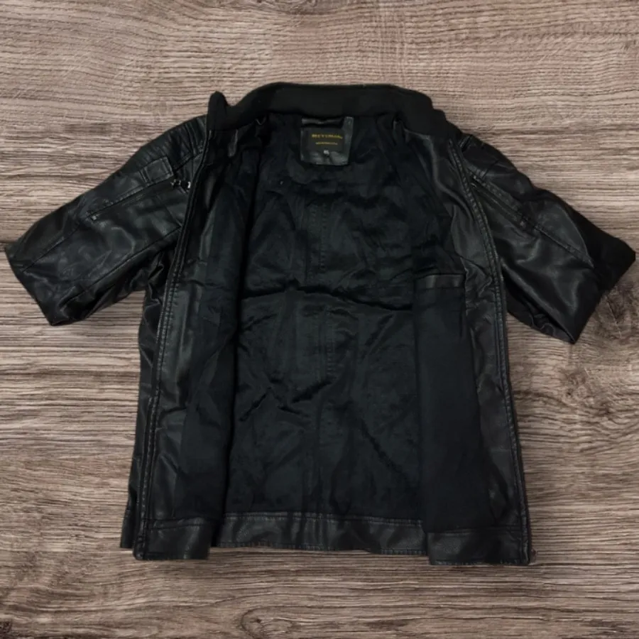 کاپشن چرم مشکی 2XL