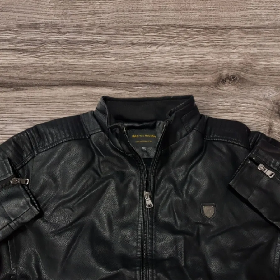 کاپشن چرم مشکی 2XL