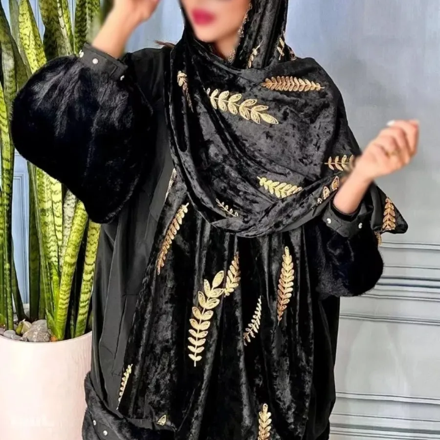 شال سوپ مشکی مخمل گلدوزی