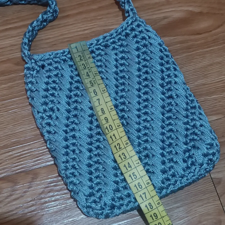 کیف مکرومه آبی