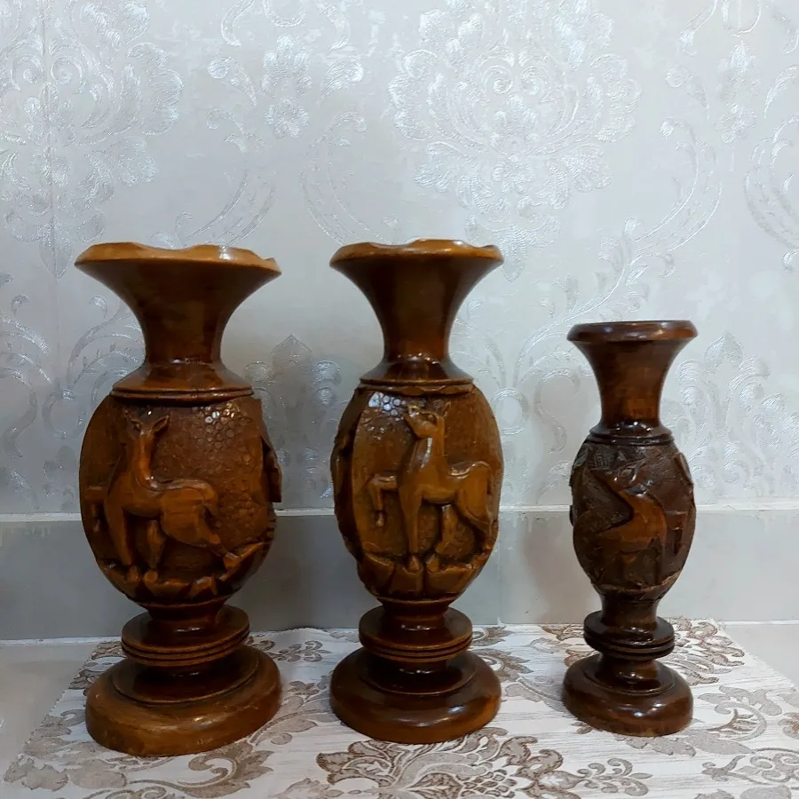 گلدان چوب خراطی