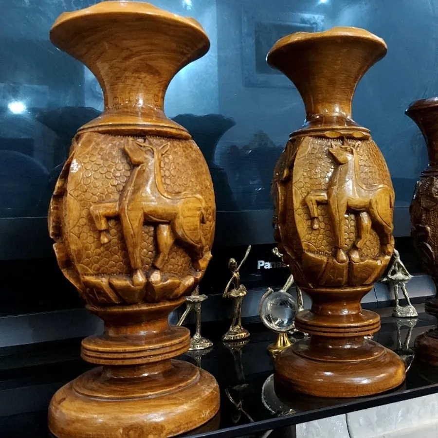 گلدان چوب خراطی