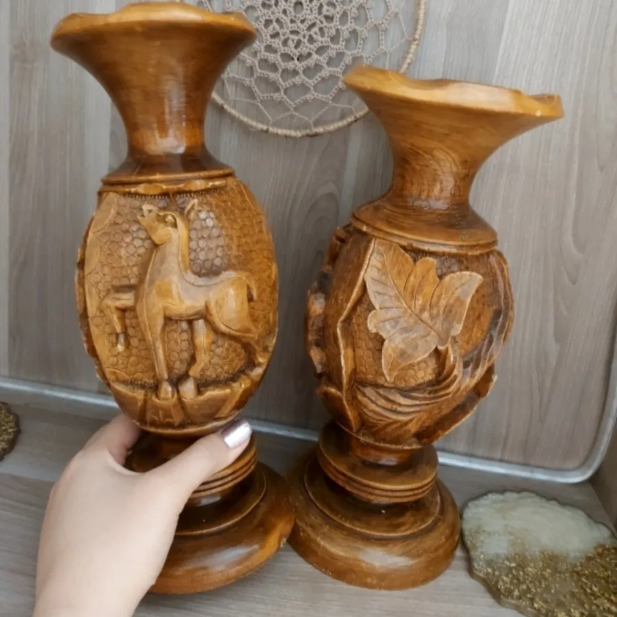 گلدان چوب خراطی