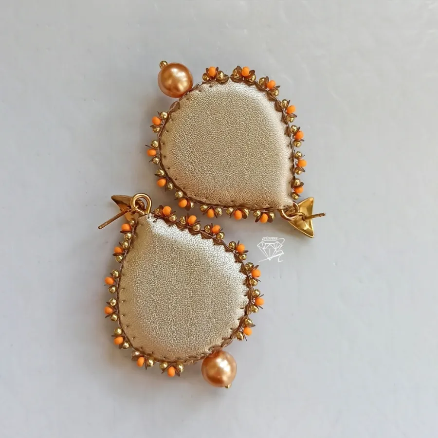 گوشواره جواهردوزی نارنجی