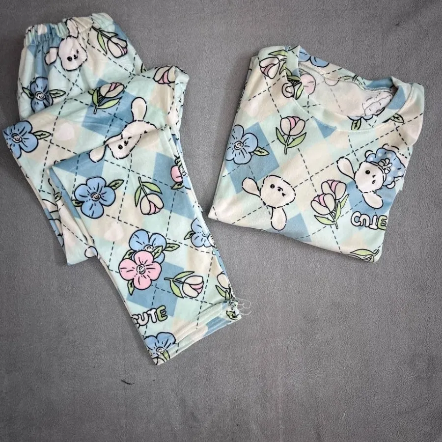 ست بلوز شلوار مخمل عروسکی