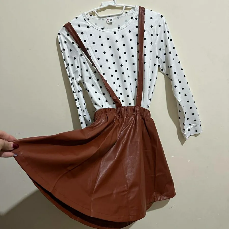 ست بلوز و دامن چرم