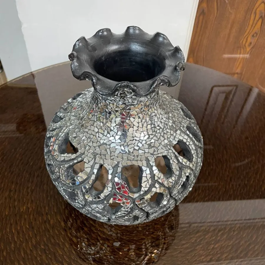 گلدان آینه کاری