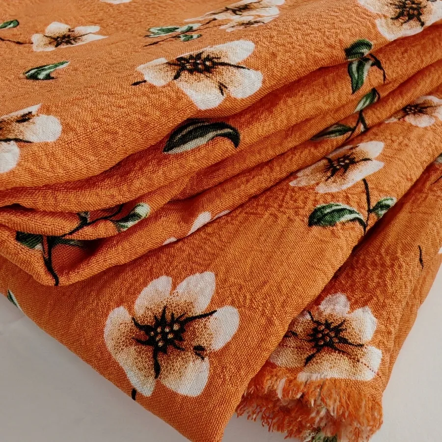 پارچه گلدارنارنجی باکیفیت